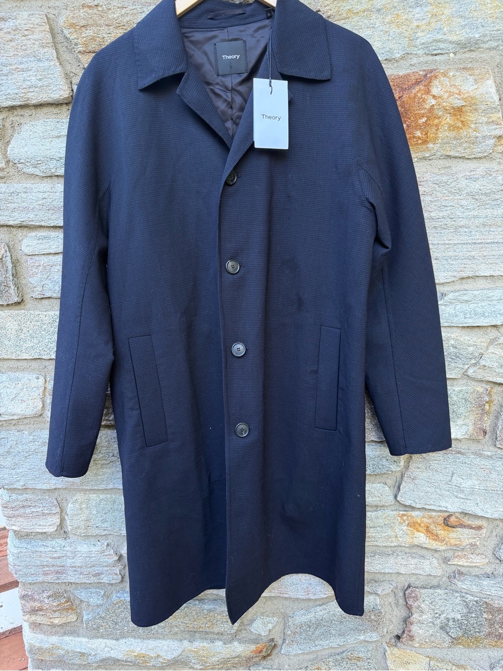 NWT Theory Navy Single-Breasted Trench Coat